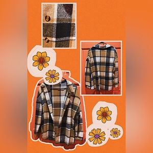 NEW brown tone flannel jacket button up